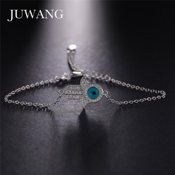 

charm bracelets juwang fashion cubic zircon evil eye for woman gifts adjustable lobster clasp chain bracelet bangles jewelry, Golden;silver