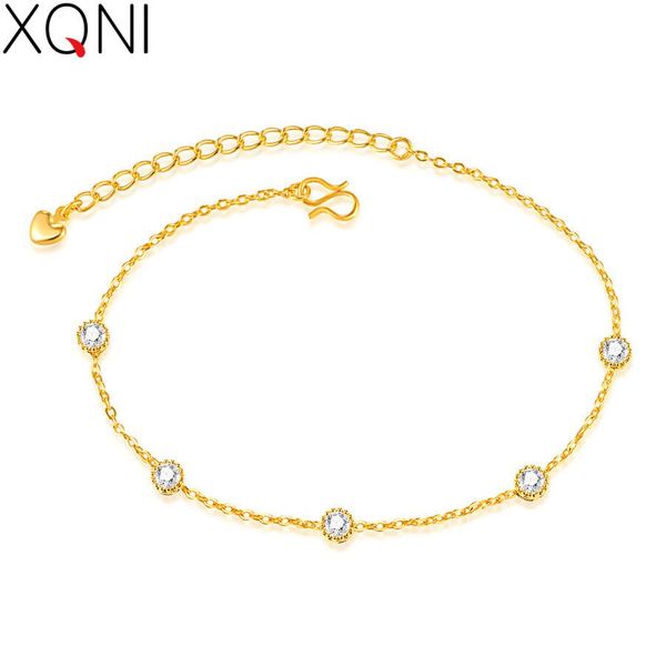 

xqni мода этнические золотой цвет o-формонные браслеты anklet для женщин медный сплав минималистский 200 мм не исчезающий для женщин подарок, Golden;silver