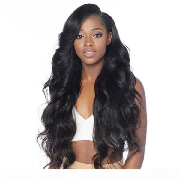 

lucky queen brazilian body wave hair weave bundles natural color 100% human hair weave 3 piece 10-28" remy hair extensions, Black