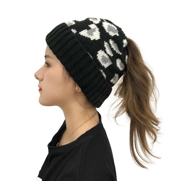 

beanie/skull caps knitted leopard women hat winter warm woolen fashion ladies beanies brimless thermal cap, Blue;gray