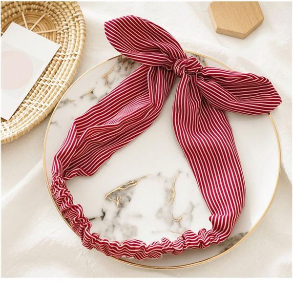 

stripe headbands diy rabbit ears headband elastic hairband bow knotted hair ties rope headbands yoga bandanas hair acc qyluek