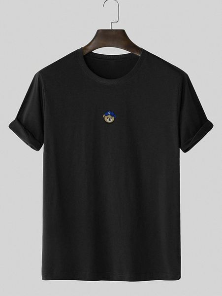 

men bear embroidery patched tee g1ph#, White;black