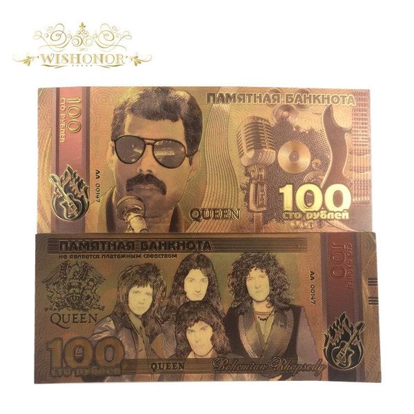 

16pcs нового стиль queen ленточнопильных продукты россия золото банкнота 100 рублей банкноты в 24k gold поддельный бумажные деньги для подар