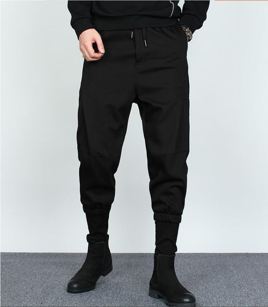 

men's pants m-2xltrendy brand suede loose-fitting harem winter thickened wild ruffian handsome fall feeling casual pants., Black