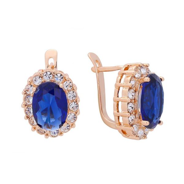 

round full blue stone earrings big 585 rose gold plating women jewelry new 2020 gift, Silver