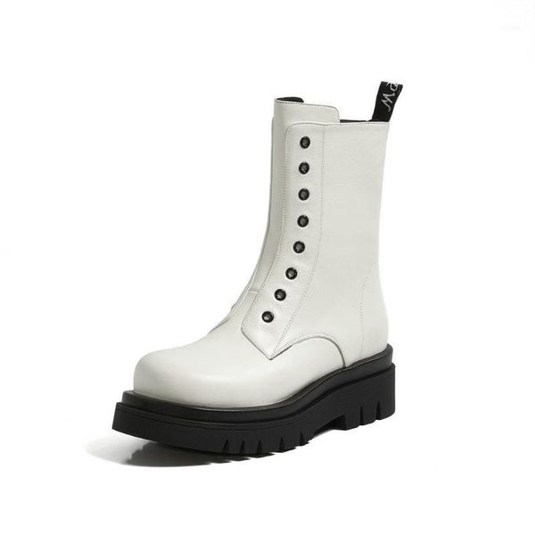 

boots sklfgxzy fashion female genuine leather black white women's autumn winter shoes size 34-401
