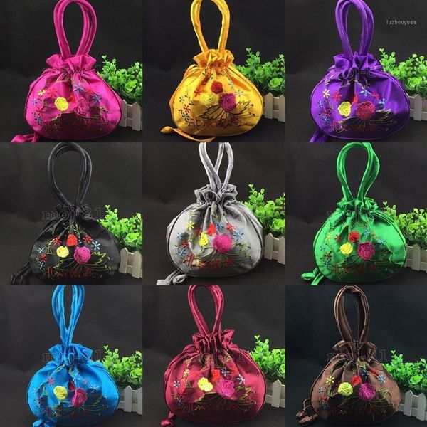 

new beautiful chinese handmade embroider flower silk handbag coin purse bag1