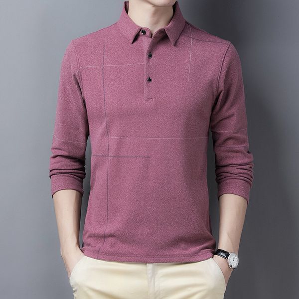 

ymwmhu fashion brand men's solid long sleeve winter warm clothes streetwear casual male thick polo shirt korean, White;black