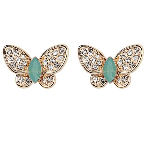 

designer brand jewellery crystal from swarovski elements butterflies stud earrings women fashion accessories 6955, Golden;silver