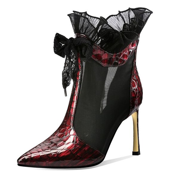 

2021 new thick heels high women spring ankle genuine leather boots black party boot riding pg94