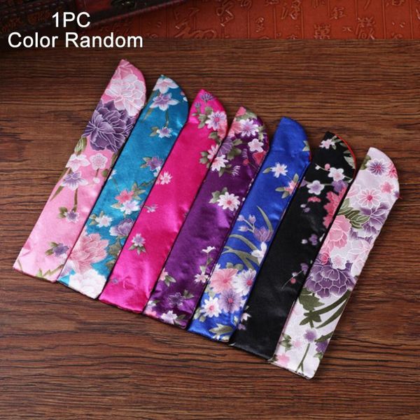 

party favor fashion printing folding hand fan pouch cover case random color