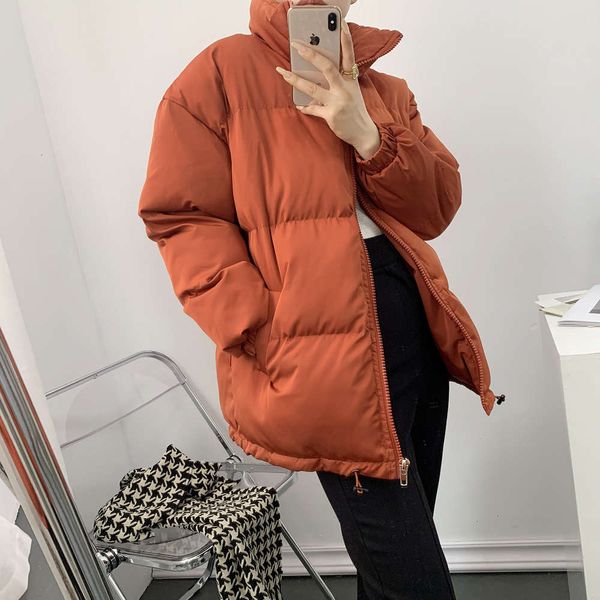 

new 2020 cotton padded jacket women's short loose korean versatile thickened solid color warm collar coats for women down parkas, Black