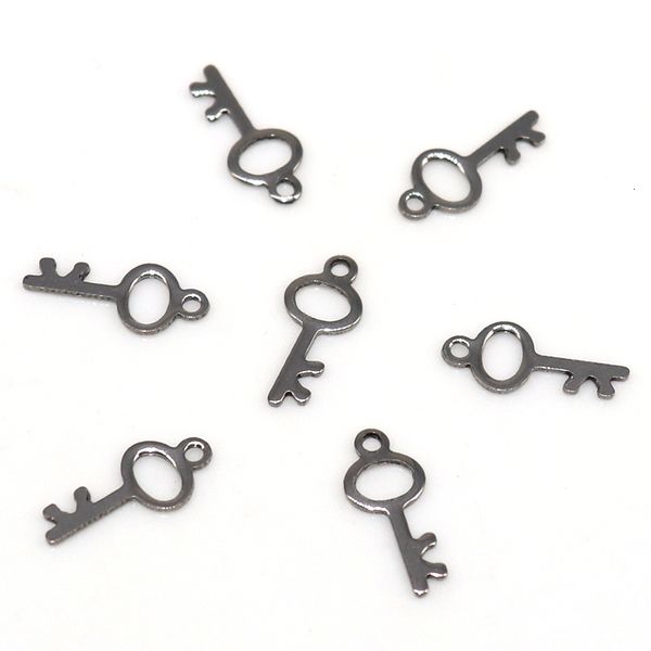 

50pcs/lot plated stainless silver steel glossy key lock pendant charm for jewelry findings components, Bronze;silver