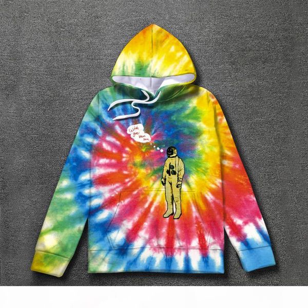 

hoodie галстука окрашивания астронавта логотип толстовки 2019 мужчин женские пуловерные кофты, Black