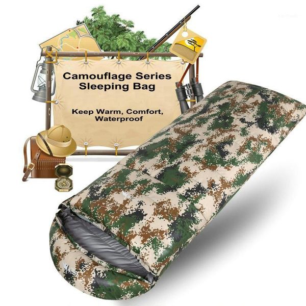 

sleeping bags portable camo envelope type down bag spring autumn outdoor camping waterproof duck content 600g1