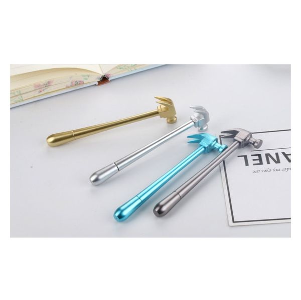 

1 piece metallic hammer tools stationery creative ballpoint pen hammer pen simulation school office supply wmtvji xhhair, Black;red