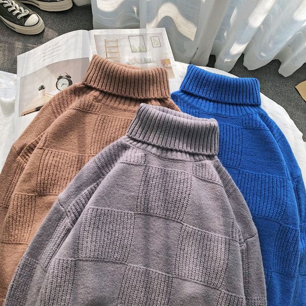 

privathinker men's solid color winter warm sweater korean streetwear fashion pullovers casual oversize new male clothing 201026, White;black