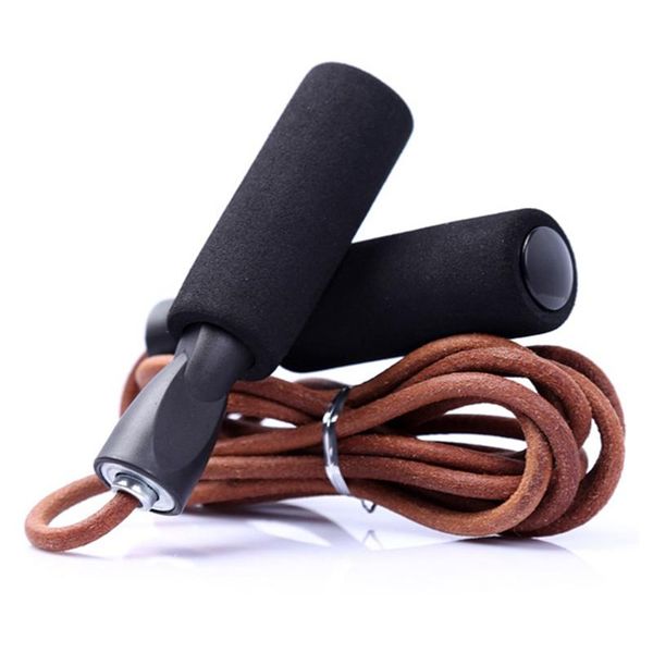 

1pcs leather rope skipping bearing speed, sponge handle, adjustable professional fitness skipping rope