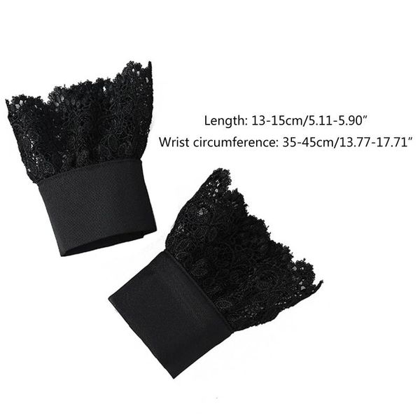 

women decorative layered horn cuffs bracelet embroidery leaves lace fake sleeves j78e, Blue;gray
