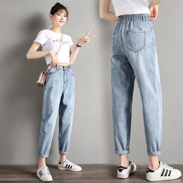 

women light blue jeans high waist pants women loose summer thin ankle-length pants pencil womens jeans1