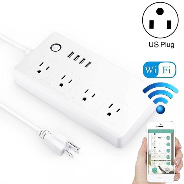 

4 x usb ports 4 x us plug jack wifi remote control smart power socket works with alexa google home ac 110-240v us plug