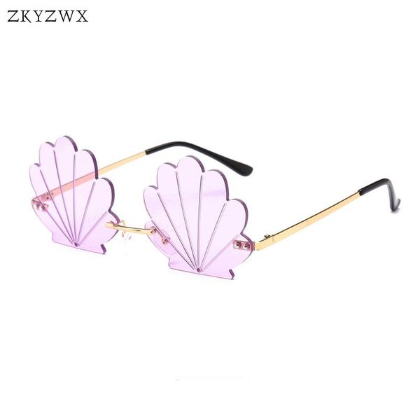 

zkyzwx new femme conchoidal rimless sunglasses women fashion trending sun glass luxury design street sglasses for men uv400, White;black