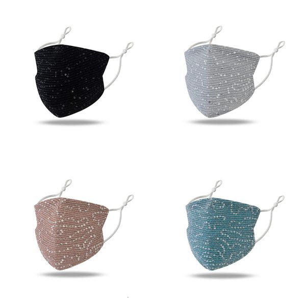 

factor price 5 color fashion sequin protective mask washable breathe windproof reuse face mask elastic dustproof ultrav