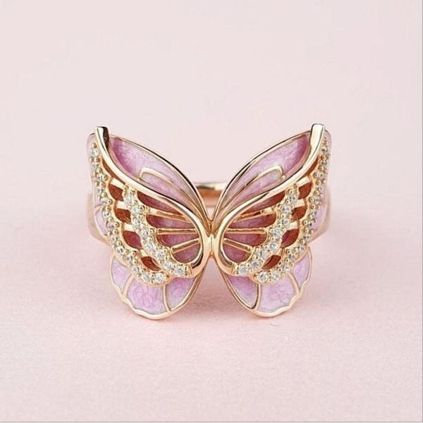 

christmas present blast of new butterfly ring drop glue creative animal modeling women's jewelry, Silver