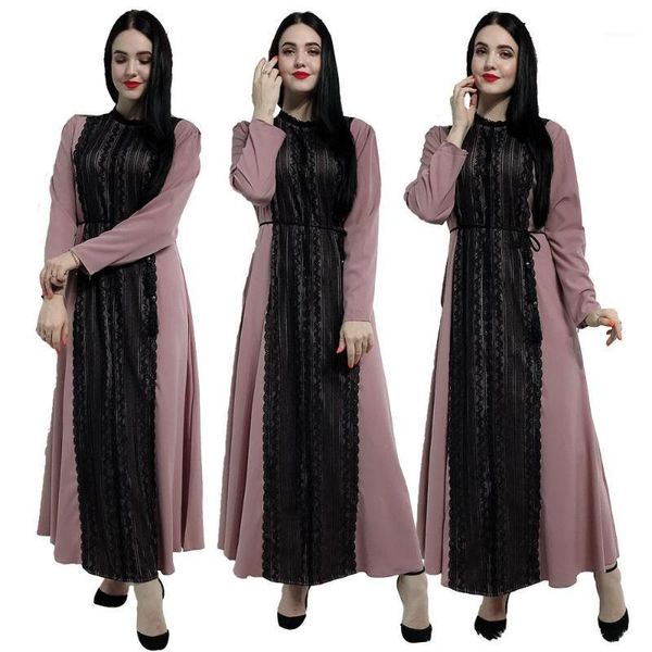 

fashion women lace long sleeve dress abaya muslim kaftan dubai cocktail party gown jilbab arab maxi dresses islamic robe caftan1, Red