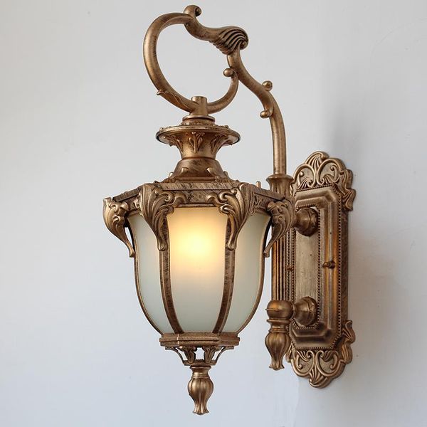

wall lamp 1 pcs outdoor garden glass shade arandela lighting 110-240v traditional e27 aluminium bar holiday light