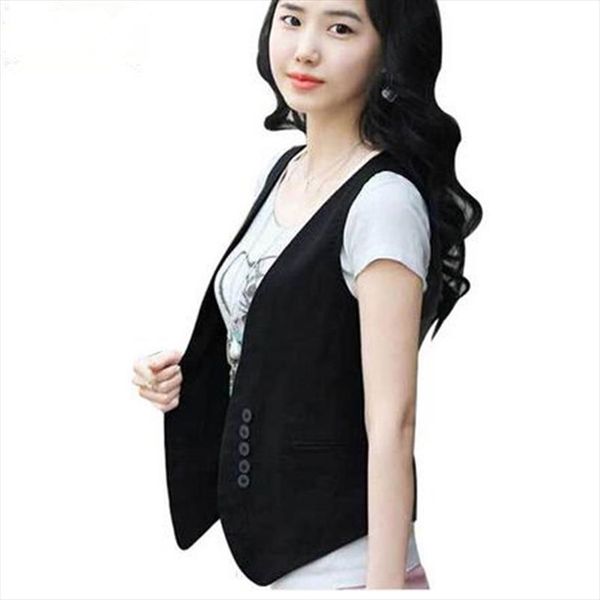 

2021 womens wardrobe waistcoat wholesale women slim cotton vest women fake pocket button drop shipping, Black;white