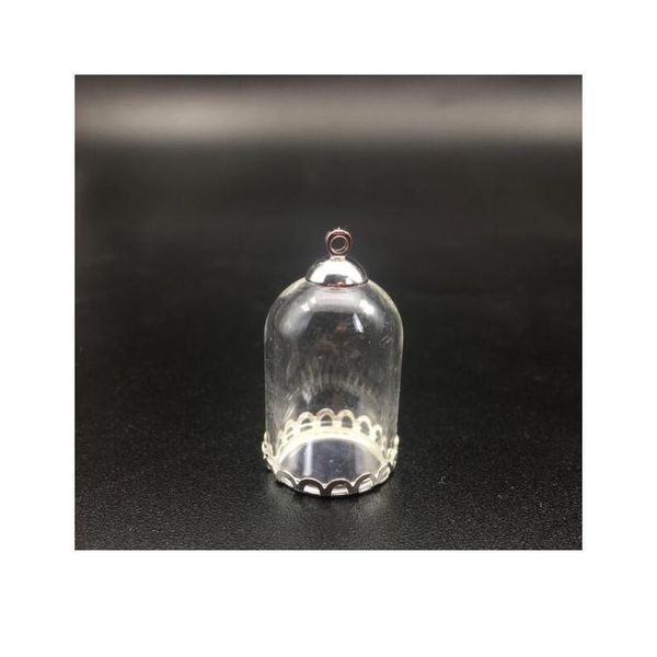 

50set 25*18mm hollow tube glass jar with silver setting tray beads cap set glass vials pendant craft display jewelry bbyzgj, Black