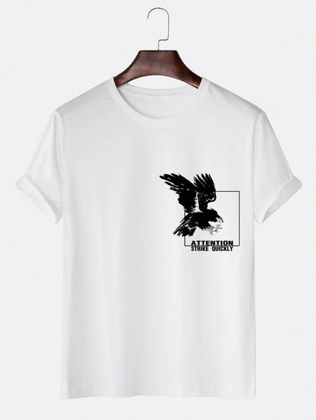 

men letter & eagle print tee k8ti#, White;black