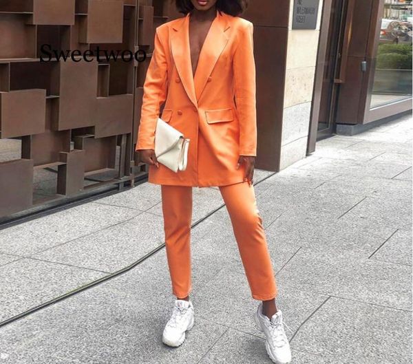 

elegant v-neck long sleeve women's suit female blazer jackets pocket suit 2020 autumn office outfits breasted coats1, White;black