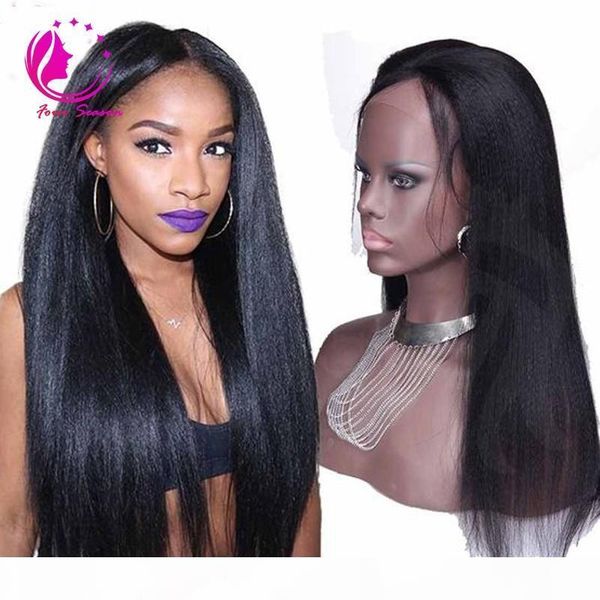 

virgin brazilian italian light yaki straight human hair wigs virgin full lace wigs natural color lace front wigs for black women, Black;brown