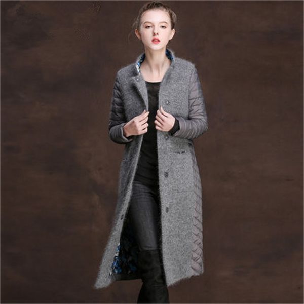 

2021 new goal support woman white duck down jacket ladies warm winter coats long parkas mujer wxf424 sh1d, Black