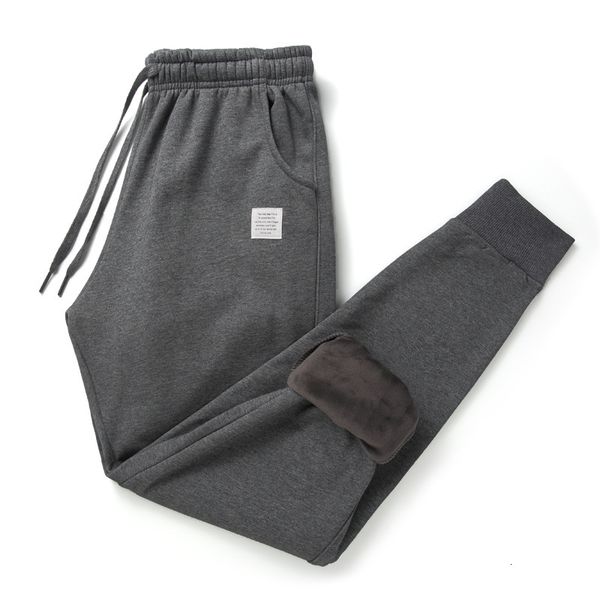 

2021 new brand mens wool fleece velvet men thick jogger pants sports cotton trousers winter sweatpants male tracksuit 4xl jx8n, Black