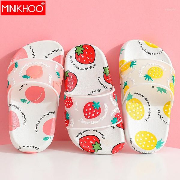 

2020 new children' slipper girl beach flip flops funny shoes princess slippers kids cute summer shoes strawberry fruit sandals1, Black;grey