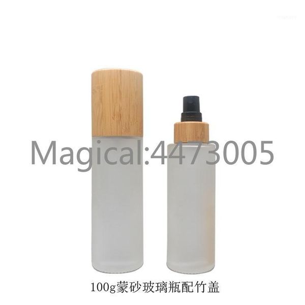 

storage bottles & jars 100ml 120ml 10pcs empty cosmetic spray bottle with bamboo cap liquid refillable frosted glass makeup packing1