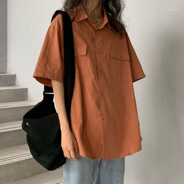 

mazefeng 2020 new shirts for womens pocket female long sleeve spring solid shirts ladies simple loose style blouses1, White