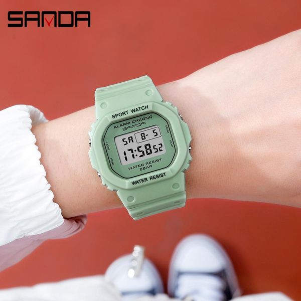 

sanda g style multifunction electronic sport watch woman waterproof student wristwatches big dial clock gift reloj de mujer bbycni, Silver