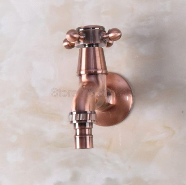 

wall mounted antique red copper cross handle washing machine faucet /garden water tap wav301