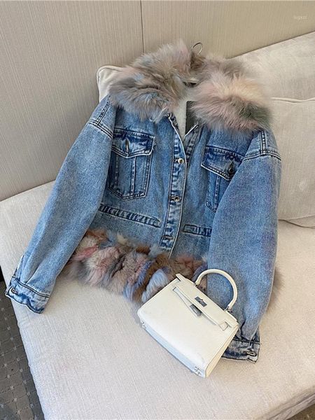 

blue denim plush coat for women autumn winter 2020 new korean loose and versatile thickened jacket1, White;black