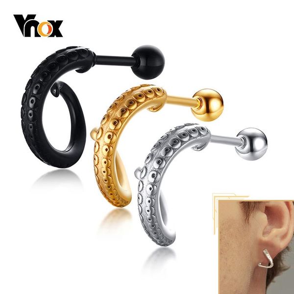 

vnox punk ocs feet stud earrings for men vintage oxidized stainless steel ear jewelry rock gothic accessory, Golden;silver