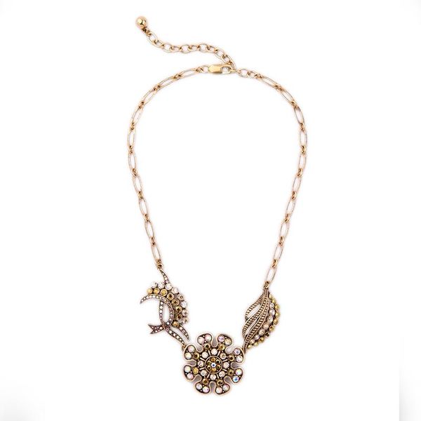 

chains wholesale est arrival classic gold color necklace flower crystal pendant neckalce for women er, Silver