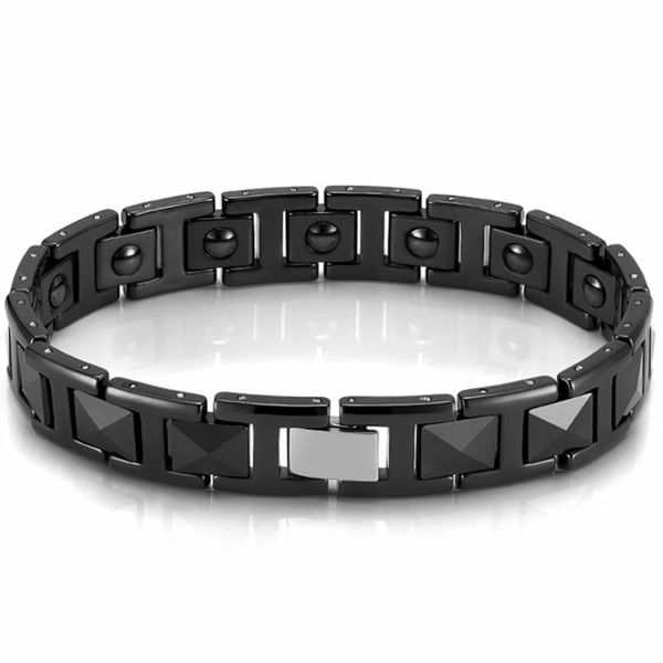 

black ceramic magnetic therapy bracelets for mens arthritis pain relief sleek carpal tunnel magnets bracelet man dropshipping