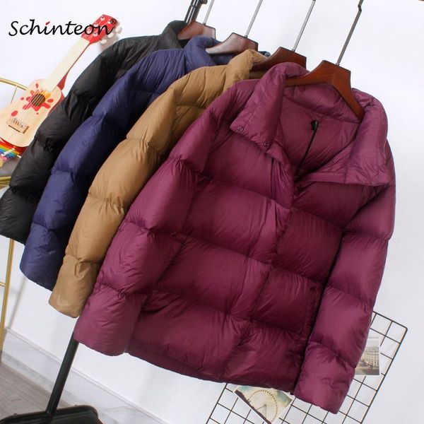 

2020 schinteon light down jacket stand collar 90% white duck down coat casual loose spring autumn outwear 8 colors1, Black