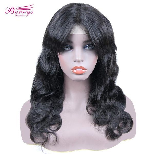 

lace wigs berrys fashion body wave bangs 5x5 closure human hair pre plucked hairline baby 180% virgin front, Black;brown