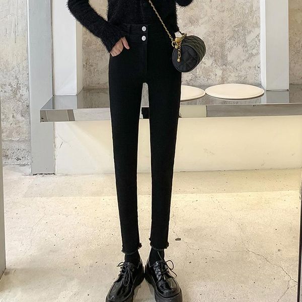 

jmprs high waist women elastic black jeans spring skinny plus size ladies ankle-length denim pencil pants casual cotton jean, Blue