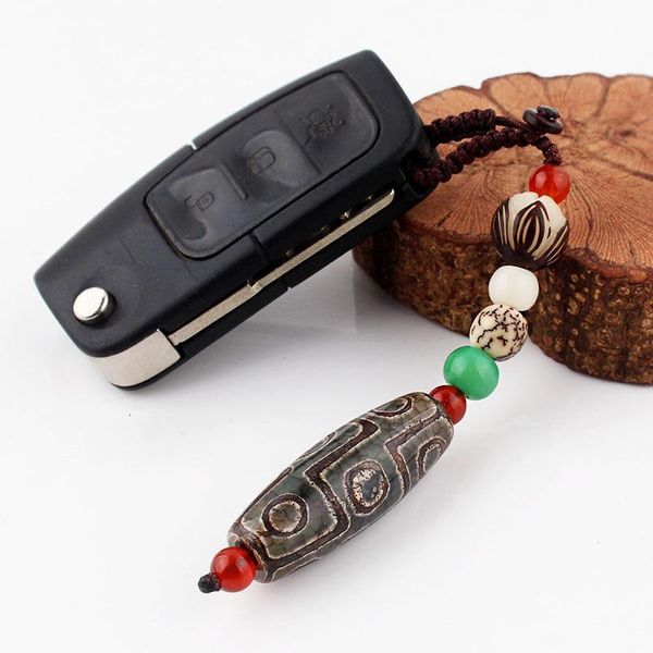 

ring with natural onyx 9 eyes lucky charm key pendant for men and women6y4d, Silver